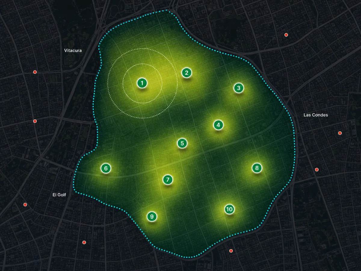 Mapa heatmap White Space con Top 10 marcadores